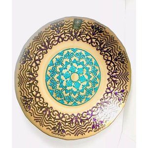 DC Glassware 17” Decorative Centerpiece Floral Serving Bowl Multicolor NWT